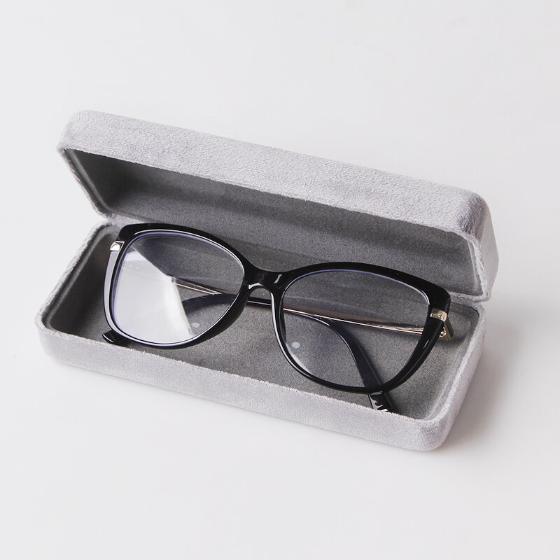Glasses Case Manufacturer - 2022 New Arrival Fashion Gray Flocking Glasses Case Ins Hot Sale Rectangle Eyeglasses Storage Packing Box