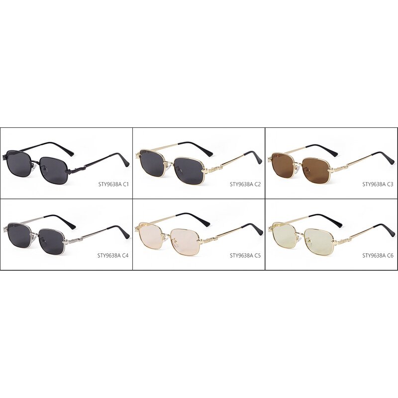 Sunglasses Manufacturer - Modern Retro Rectangle Shade Trend Metal Frame for Women Men Sunblock Street Shot Vintage Colors