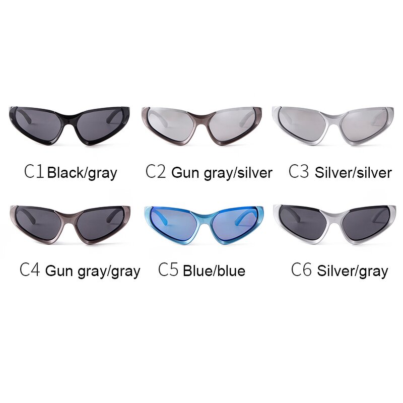 Sunglasses Manufacturer - Fashion Future Silver Y2k Outdoor Sports Wrap Around Customizable Cat Eye for Men Women
