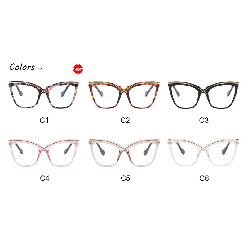 Glasses Manufacturer - 2023 New Fashion X Cat Eye Optical Metal Frame Anti Blue Light for Women Retro Computer