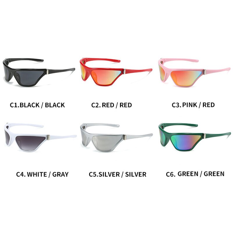 Sunglasses Manufacturer - Hot Sell Women Outdoor Cycling Sports Eyewear Designer Mirrored Futuristic Cat Eye Y2K