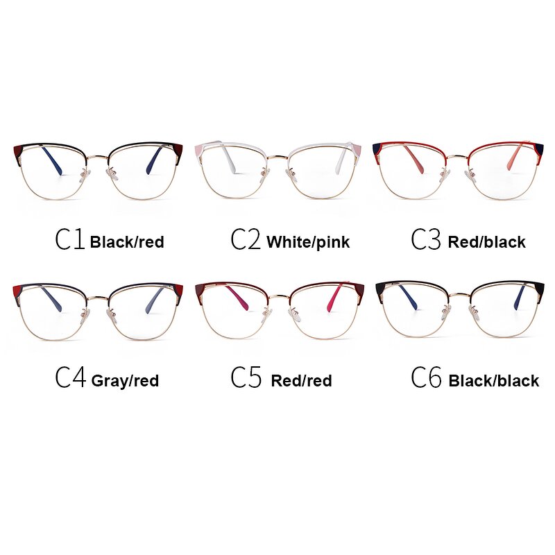 Glasses Manufacturer - Latest Design Cat Eye Metal Gold Frames Fashion Optical Eyewear for Women Blue Light Blocking
