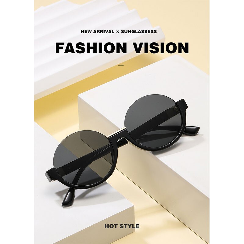 Sunglasses Manufacturer - Popular New Arrivals Round Metal Irregular Half Frame Irregular Oval for Woman Colorful Lens Shades