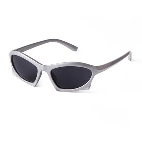 Sunglasses Manufacturer - Fashion Silver Futuristic Irregular Outdoor Riding Sports Y2K Custom LOGO