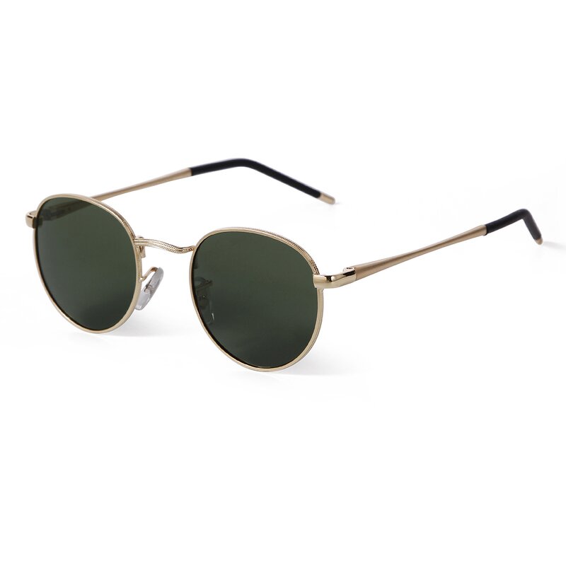 Sunglasses Manufacturer - Vintage Metal Round Thin Legs Gold Frame Driving Spring Hinge Polarized Shades for Men