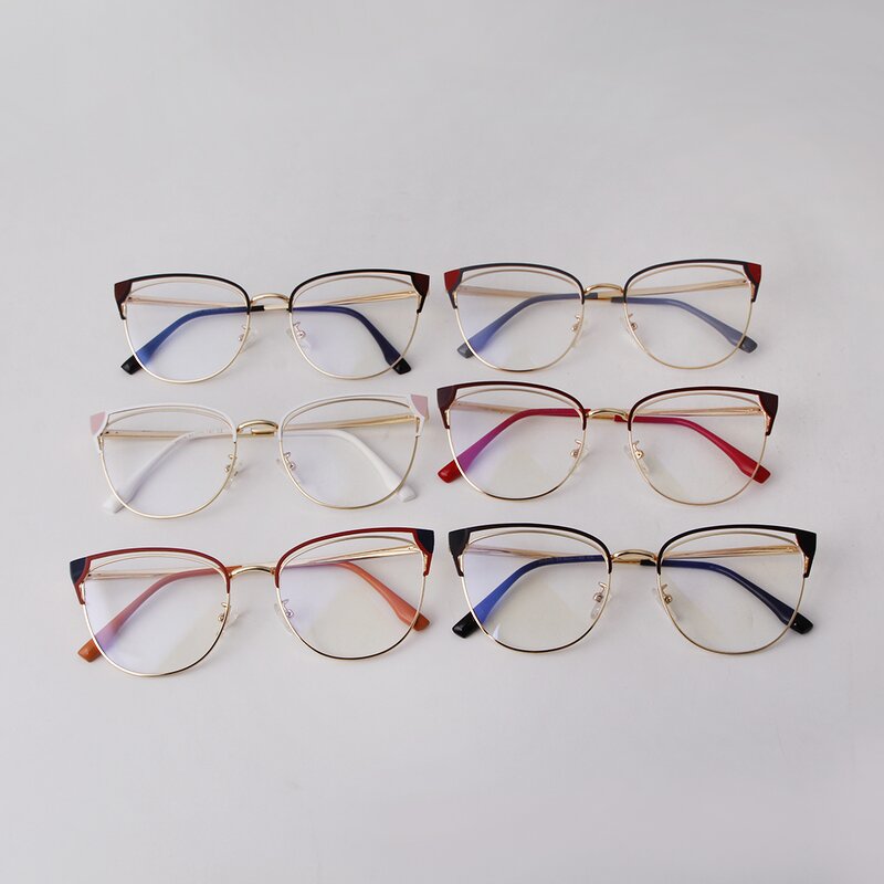 Glasses Manufacturer - Latest Design Cat Eye Metal Gold Frames Fashion Optical Eyewear for Women Blue Light Blocking