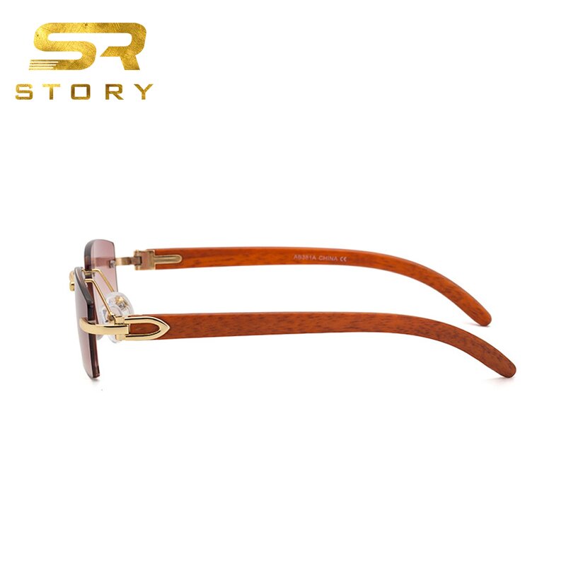 Sunglasses Manufacturer - Fashion Rimless Square Wooden for Men Brand Design Retro Sliced Ocean Lens Frameless Rectangular