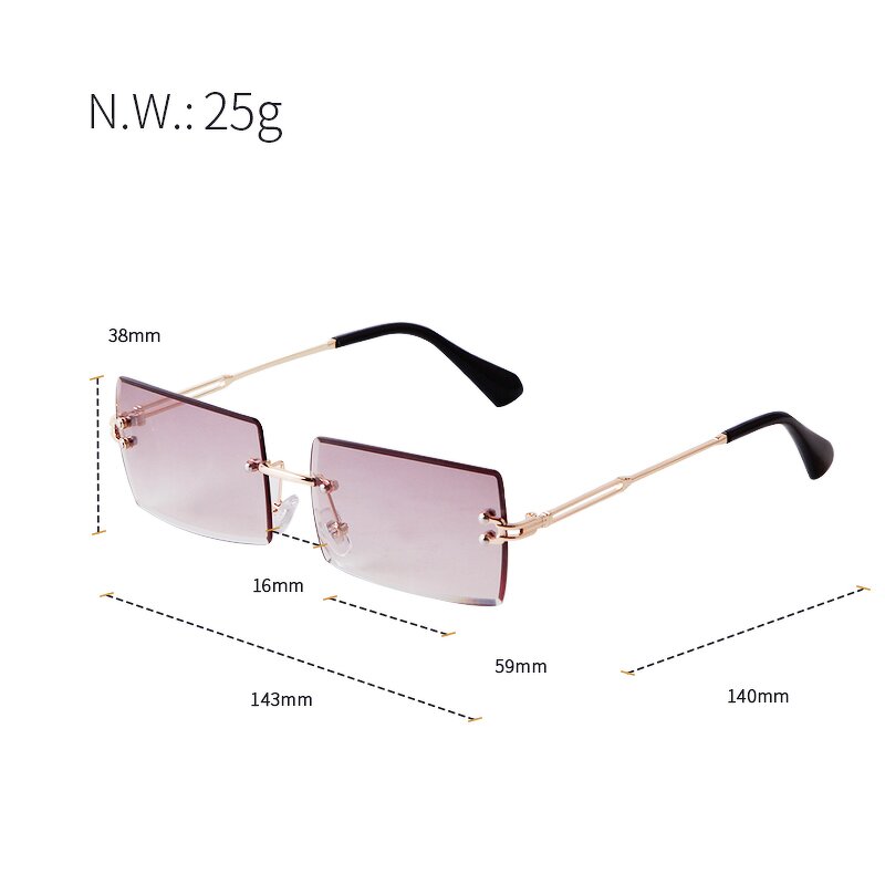 Sunglasses Manufacturer - Hot Sale Vintage Fashion Blue Lens Rimless for Women Men Designer Retro Trendy Frameless Rectangle UV