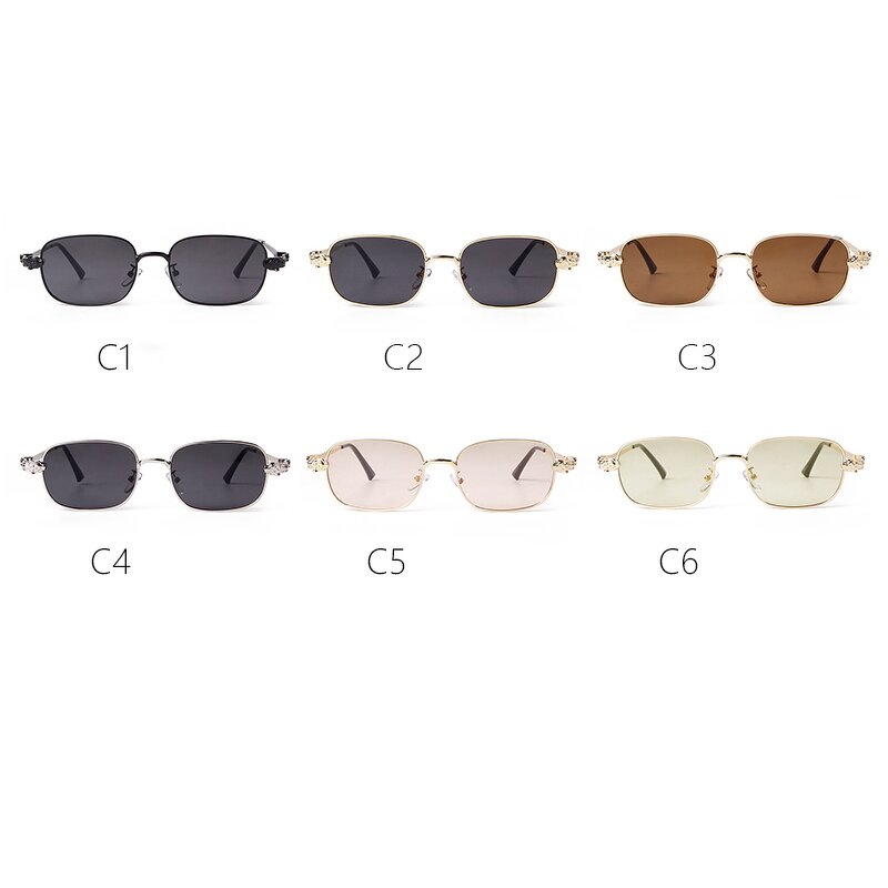 Sunglasses Manufacturer - Modern Retro Rectangle Shade Trend Metal Frame for Women Men Sunblock Street Shot Vintage Colors