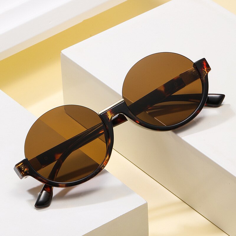 Sunglasses Manufacturer - Popular New Arrivals Round Metal Irregular Half Frame Irregular Oval for Woman Colorful Lens Shades