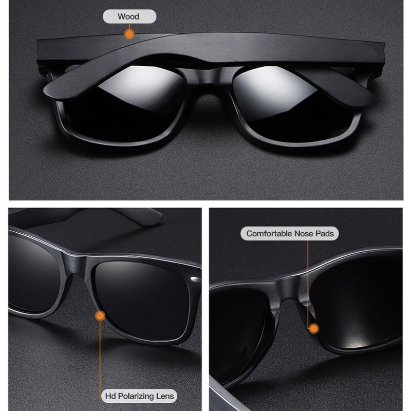 Sunglasses Manufacturer - Most Popular Italy Design Rice Nail Bamboo Wood Black Polarized Sports for Men