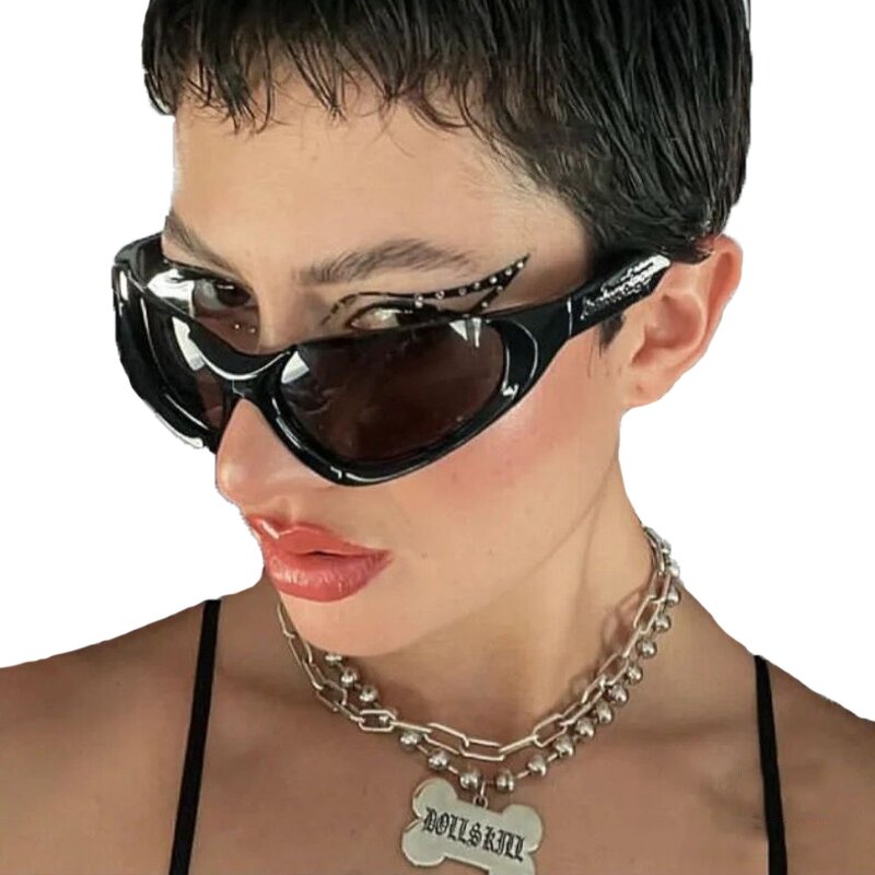 Sunglasses Manufacturer - Fashion Future Silver Y2k Outdoor Sports Wrap Around Customizable Cat Eye for Men Women