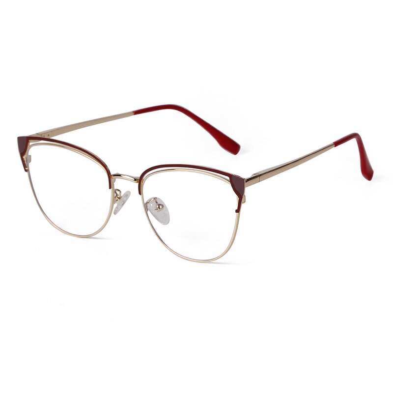 Glasses Manufacturer - Latest Design Cat Eye Metal Gold Frames Fashion Optical Eyewear for Women Blue Light Blocking