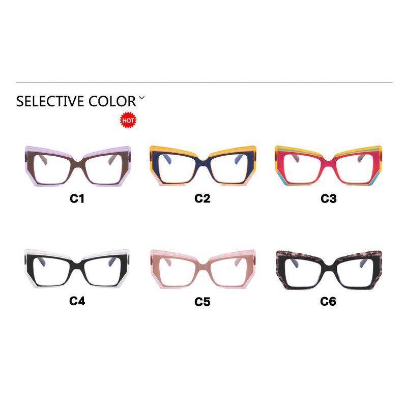 Glasses Manufacturer - Trendy Colorful Blue Light Blocking TR90 Irregular Frame Optical Eyeglasses Polygon Computer for Women