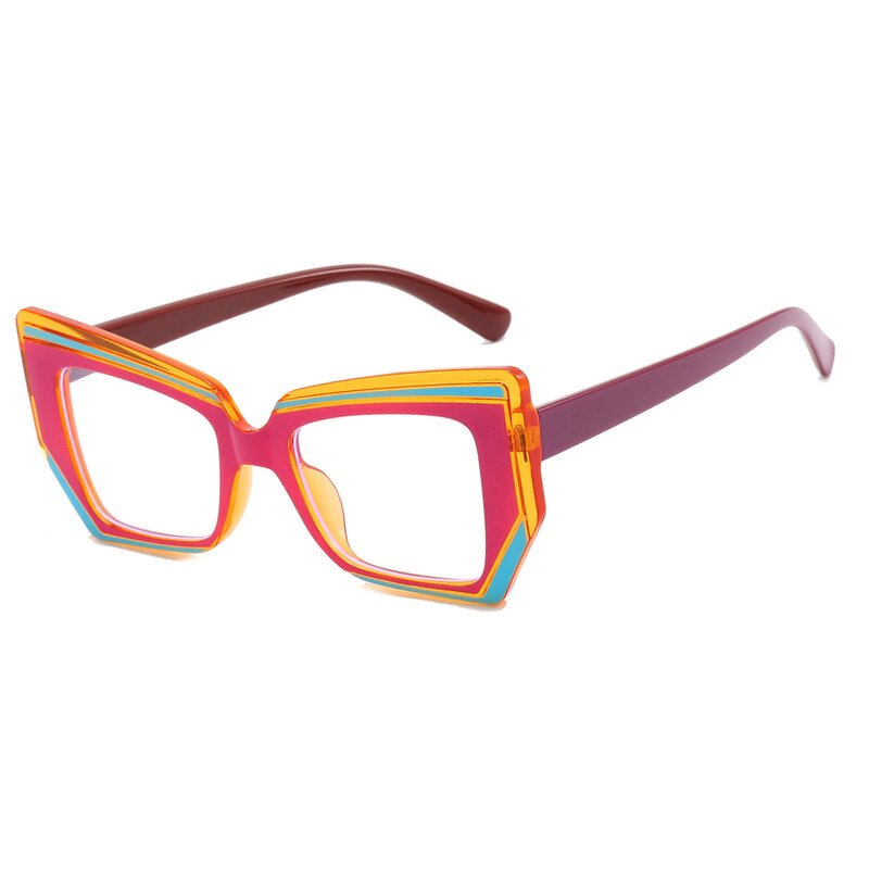 Glasses Manufacturer - Trendy Colorful Blue Light Blocking TR90 Irregular Frame Optical Eyeglasses Polygon Computer for Women