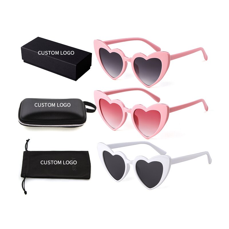 Sunglasses Manufacturer - Wholesale High Quality Custom Logo Love Shape Party Colorful for Women Pink White Heart