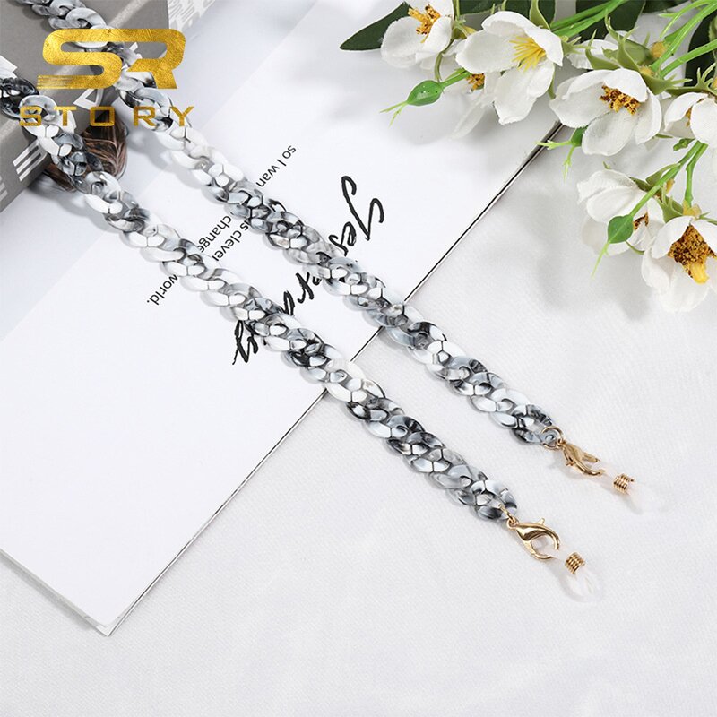 Glasses Chain Manufacturer - Fashion Leopard Marble Acrylic Crystal Vintage Transparent Masking Lanyard Colorful Eyewear Necklace