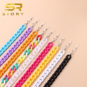 Glasses Chain Manufacturer - Fashion Thick Acrylic Colorful Eyewear Necklace Vintage Transparent Crystal Sunglasses Lanyard