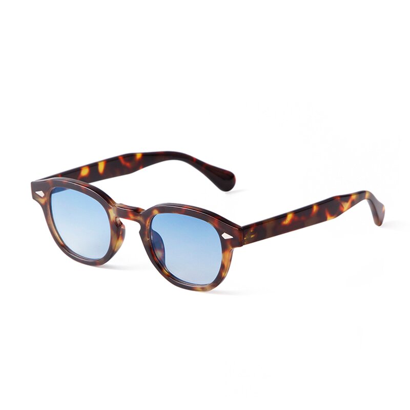 Sunglasses Manufacturer - Vintage Rivet Tortoiseshell Round for Women Men Brand Designer Retro Yellow Blue Len Small