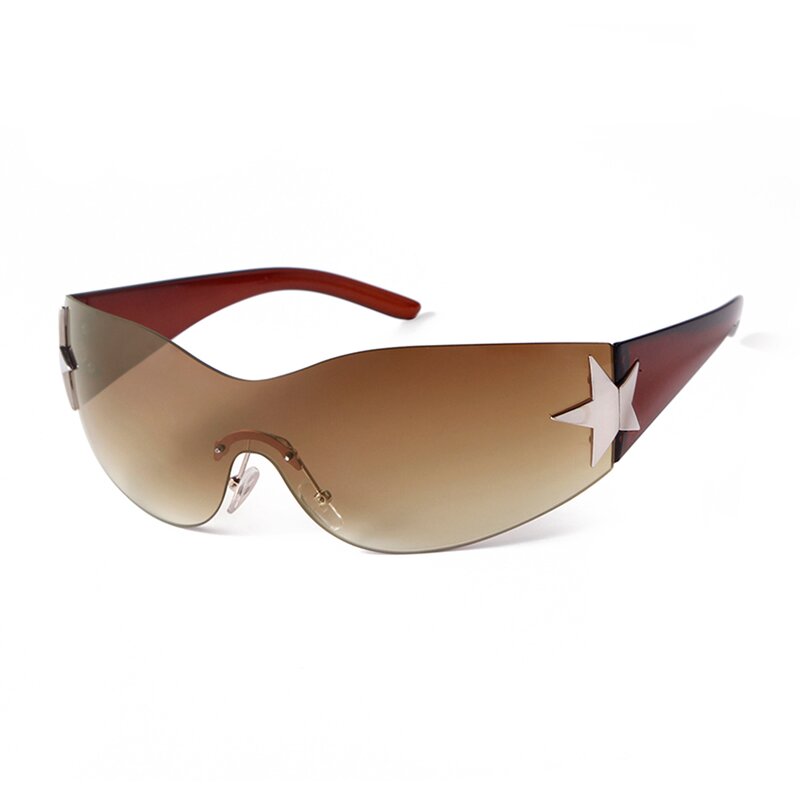 Sunglasses Manufacturer - Y2K Rimless Stars for Women Luxury Brand Designer Wrap Trendy Futuristic Oversized for Men