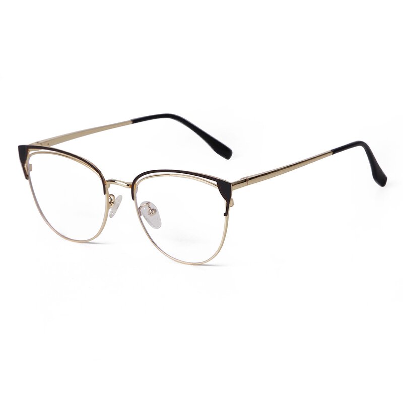 Glasses Manufacturer - Latest Design Cat Eye Metal Gold Frames Fashion Optical Eyewear for Women Blue Light Blocking
