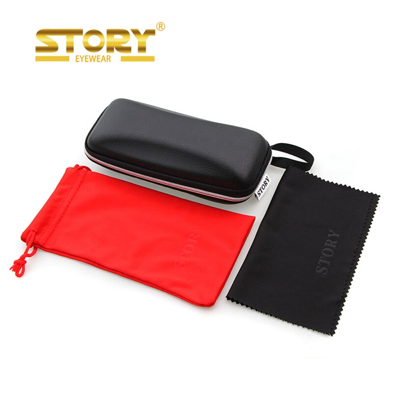 Glasses Case Manufacturer - 3 in 1 Set Microfiber Cleaning Cloth Pouch PU Leather Sunglasses Hard Case with Logo Printing