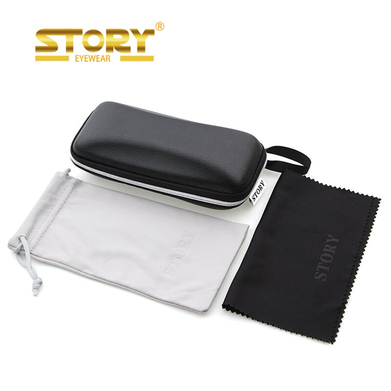 Glasses Case Manufacturer - 3 in 1 Set Microfiber Cleaning Cloth Pouch PU Leather Sunglasses Hard Case with Logo Printing