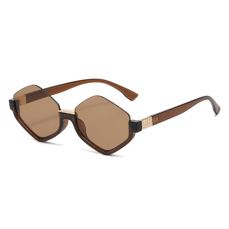 Sunglasses Manufacturer - Design UV Protection Fashion Casual Hexagon for Women Men Gold Geometric Half Rim Polygon Shades