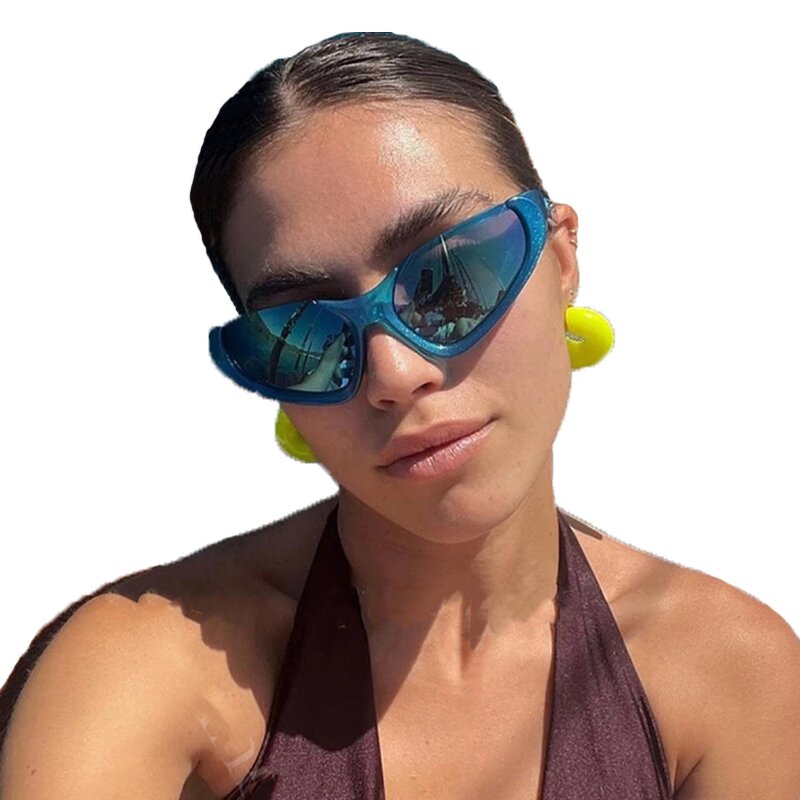 Sunglasses Manufacturer - Fashion Future Silver Y2k Outdoor Sports Wrap Around Customizable Cat Eye for Men Women