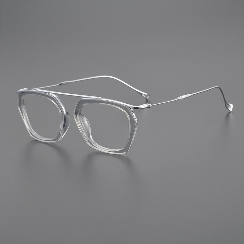 Glasses Manufacturer - New Women Men Silver Optical Glass Frames Fashionable Metal Polygon Eye Glass for Women Colorful Stylish