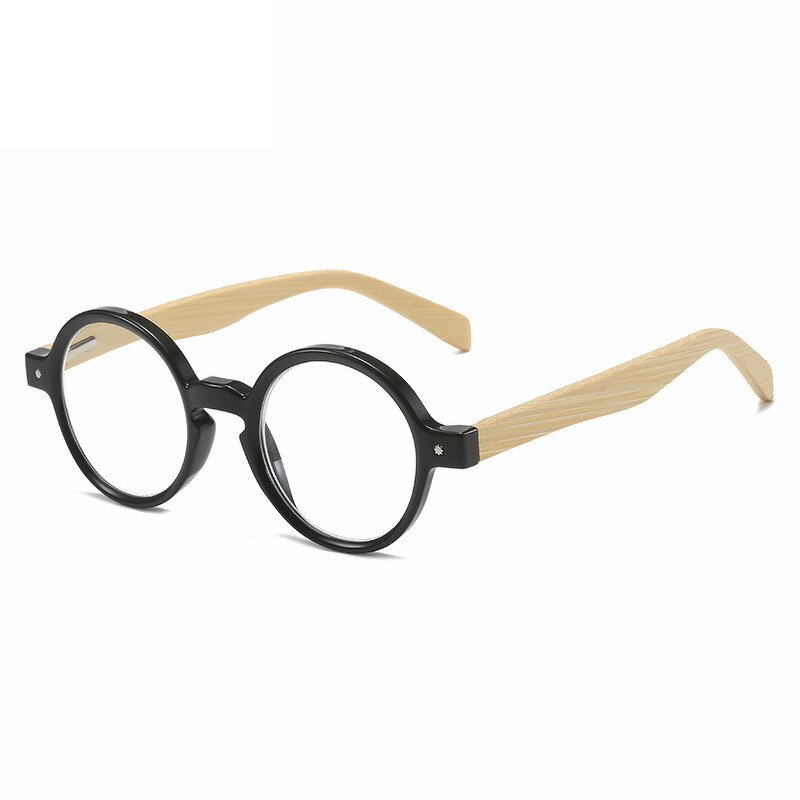 Glasses Manufacturer - Vintage Small Round Frame Reading Spring Hinge Bamboo Legs Anti-blue Light Eyewear