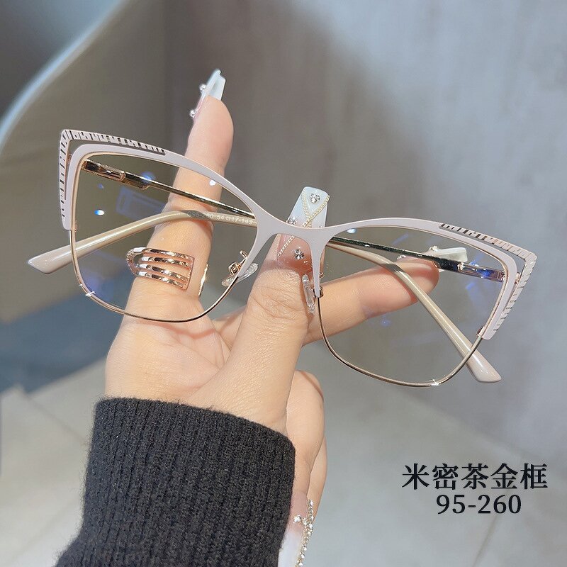 Glasses Manufacturer - Computer Reading Anti Blue Light Metal Eyeglasses Cat Eye Latest Frames for Girls Ladies