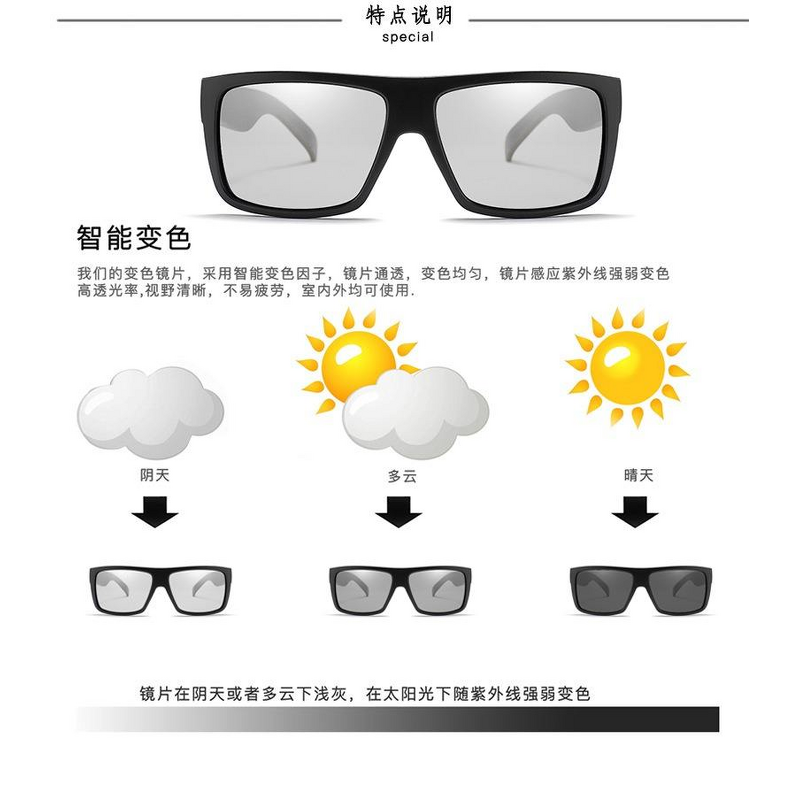 Sunglasses Manufacturer - Photochromic Polarized for Men's Fashion Cycling Driving Trendy TAC Lens TR90 Frame Shades