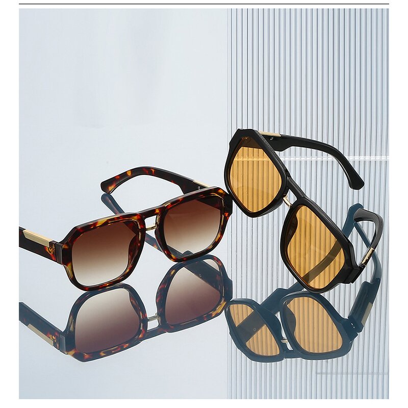 Sunglasses Manufacturer - Factory Wholesale Square Stylish for Men Women PC Lens UV400 Blocked Metal Double Bridge Frame Custom Goggles