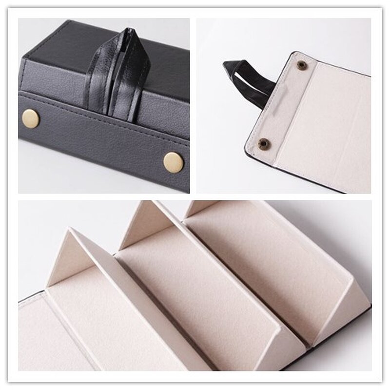 Glasses Case Manufacturer - 3 Pairs of Glasses Storage Boxes Portable Glasses Case Hanging Bags PU Folding Eyewear Boxes Custom Logo