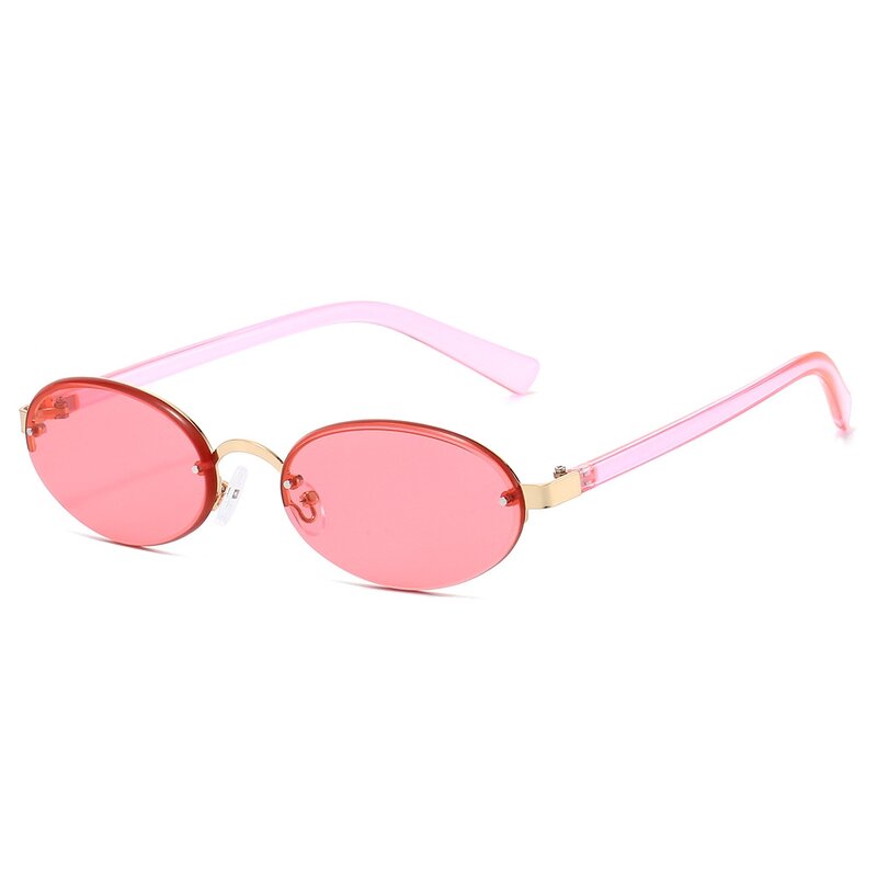 Sunglasses Manufacturer - Brand Designer Fashion Rimless Round Custom Logo Metal Frame Retro Oval for Men Women UV400