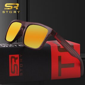 Sunglasses Manufacturer - 2024 High Quality Polarized Square for Men Brand Design Wood Grain Frame Outdoor Sport with Case OEM