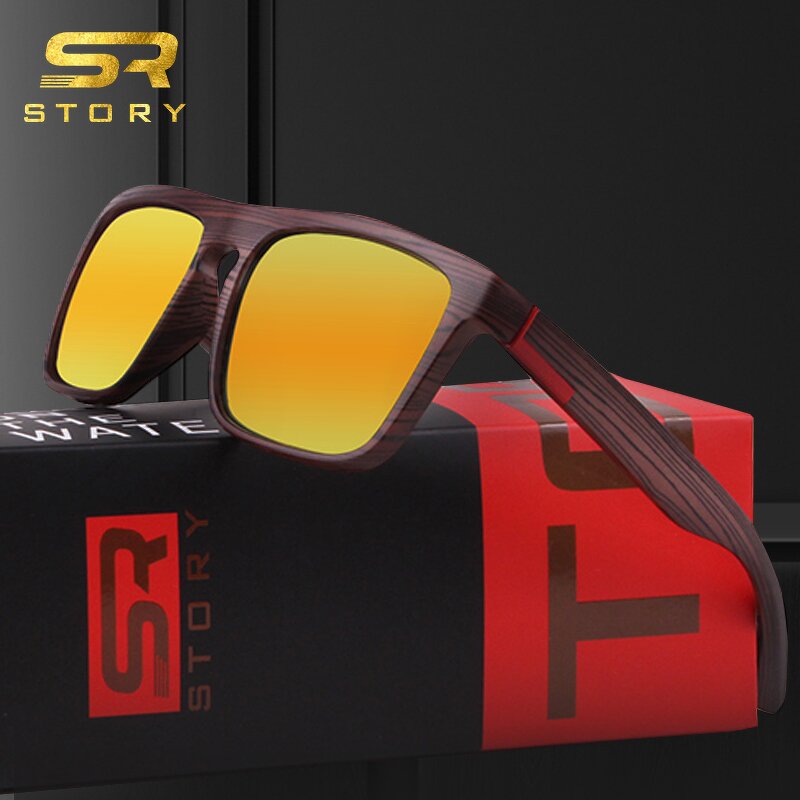 Sunglasses Manufacturer - 2024 High Quality Polarized Square for Men Brand Design Wood Grain Frame Outdoor Sport with Case OEM