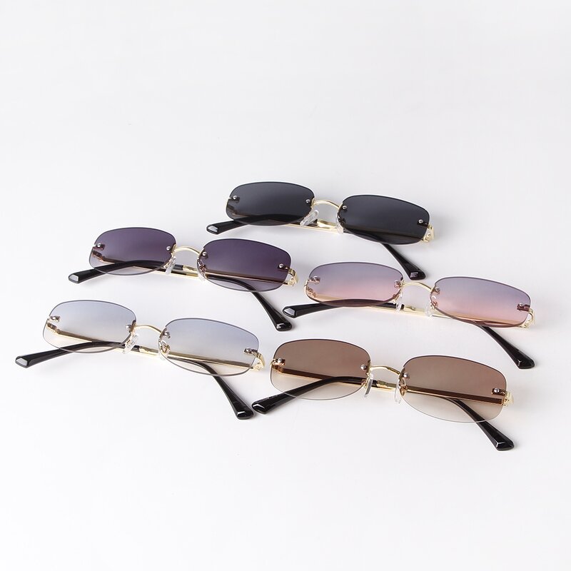 Sunglasses Manufacturer - Personalized for Women Y2K Technology Rimless New Oval Gradient Metal Custom Logo
