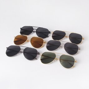 Sunglasses Manufacturer - Custom Logo Aviation Style Metal Double Bridge UV400 Shades for Women Men