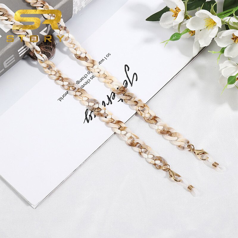 Glasses Chain Manufacturer - Fashion Leopard Marble Acrylic Crystal Vintage Transparent Masking Lanyard Colorful Eyewear Necklace