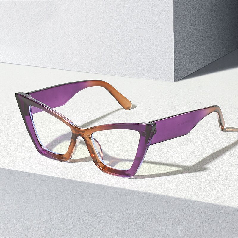 Glasses Manufacturer - Vintage Fashion Big Frame Eyewear for Women Modern Tortoiseshell Optical Designer Cat Eye Blue Light Blocking