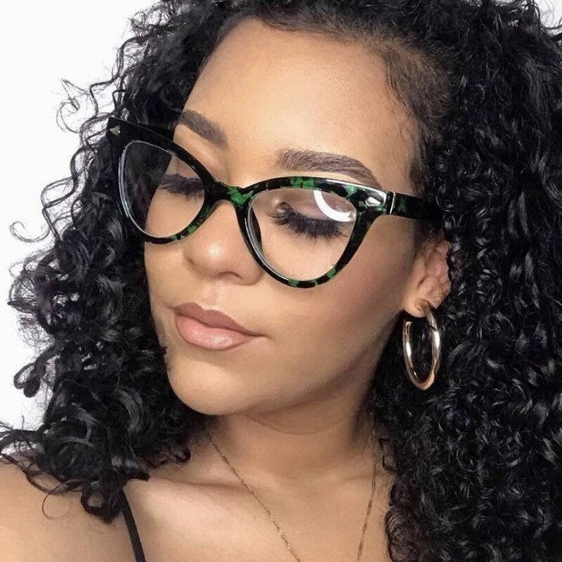 Glasses Manufacturer - Women's Stylish Rivet Cateye Oversized Vintage Anti-blue Light Optical Fashion Big Frame Sun