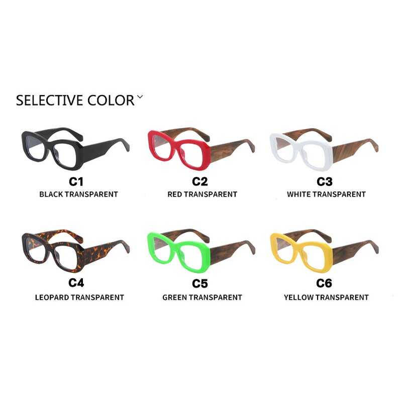 Glasses Manufacturer - Fashion Candy Color Oval Big Round Frame Wide Arms Optical for Women Clear Lens Computer Eyewear
