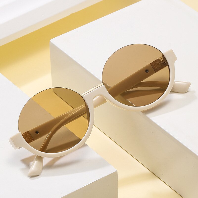 Sunglasses Manufacturer - Popular New Arrivals Round Metal Irregular Half Frame Irregular Oval for Woman Colorful Lens Shades