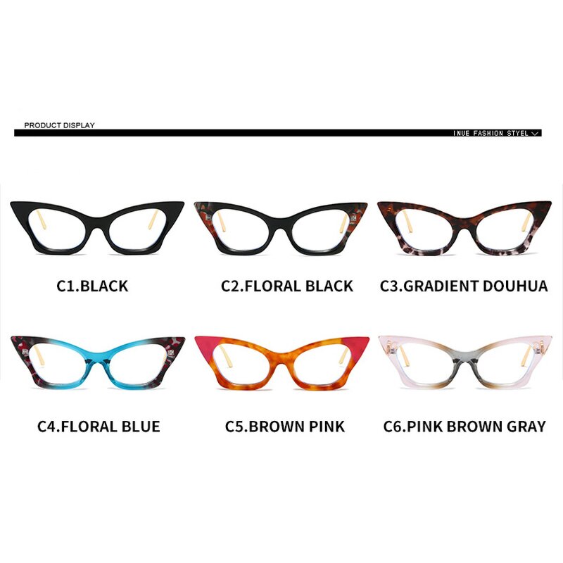 Glasses Manufacturer - Retro Cat-Eye Unisex New Fashionable Anti-Blue Light Black Multi-Color Women's Personality Flat Outdoor