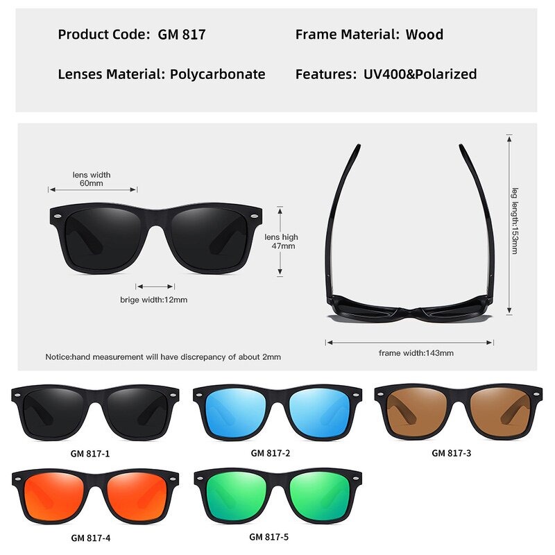 Sunglasses Manufacturer - Most Popular Italy Design Rice Nail Bamboo Wood Black Polarized Sports for Men
