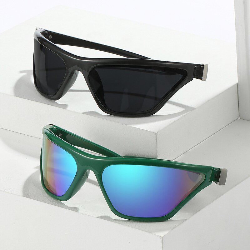 Sunglasses Manufacturer - Hot Sell Women Outdoor Cycling Sports Eyewear Designer Mirrored Futuristic Cat Eye Y2K