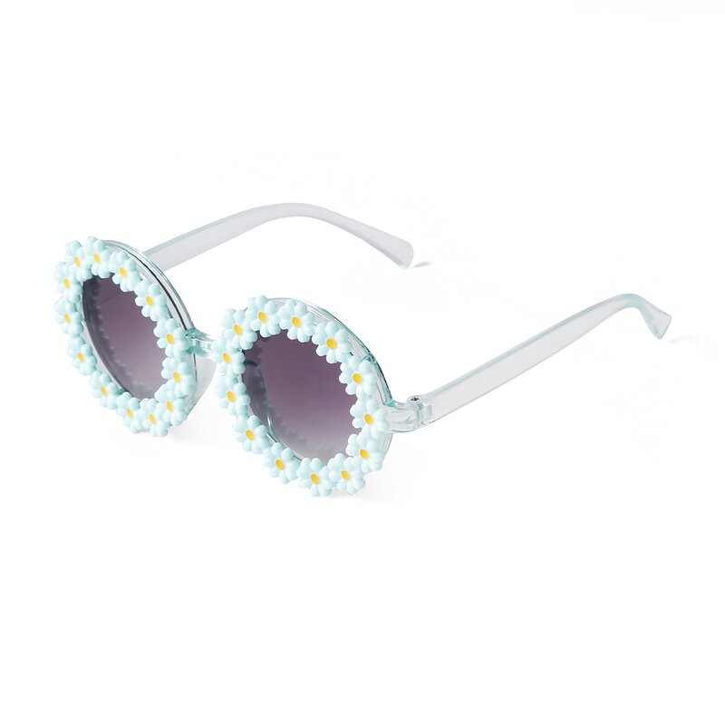 Sunglasses Manufacturer - Hot Selling Custom Logo Round Kids Gradient UV400 Protection Shades Cute Flower Fashion for Girls