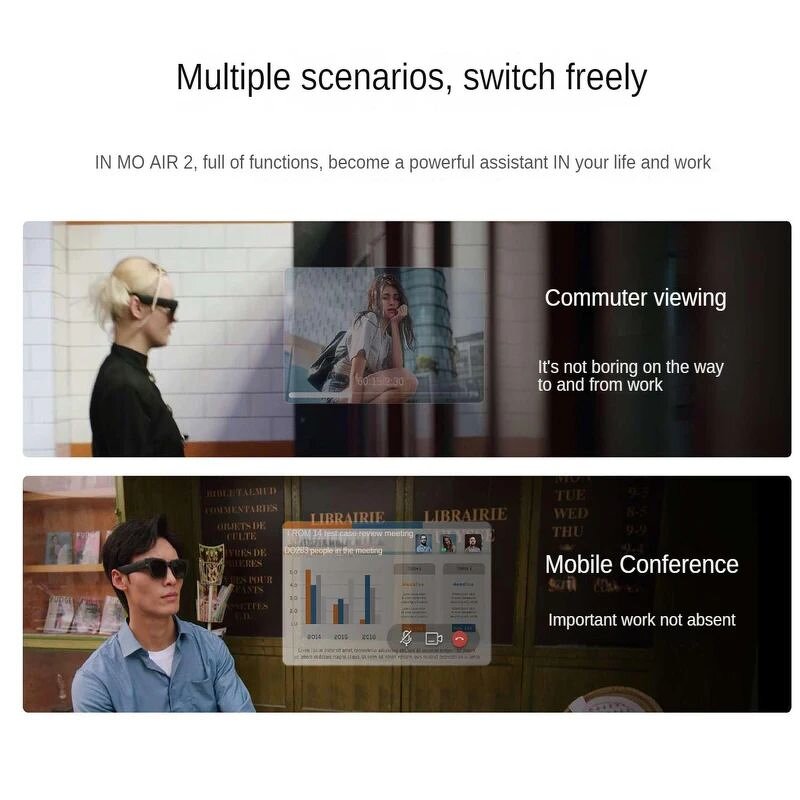 Smart Glasses Manufacturer - OEM ODM Factory Air2 AR AI Augmented Reality 640x400 Resolution 26 FOV Camera Quad-core 2+32GB